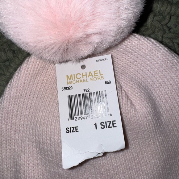 Michael Kors Light Pink Beanie with Pom Pom - Picture 2 of 3